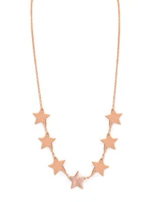 Collana in argento galvanizzato color rosa con sette stelle